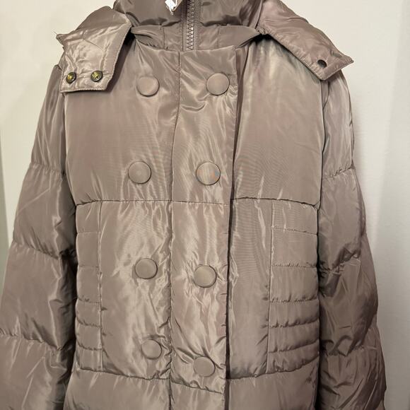 Women's Down Filled Puffer Full Length Jacket Brown Size Large NWT Obosoyo - Picture 3 of 10